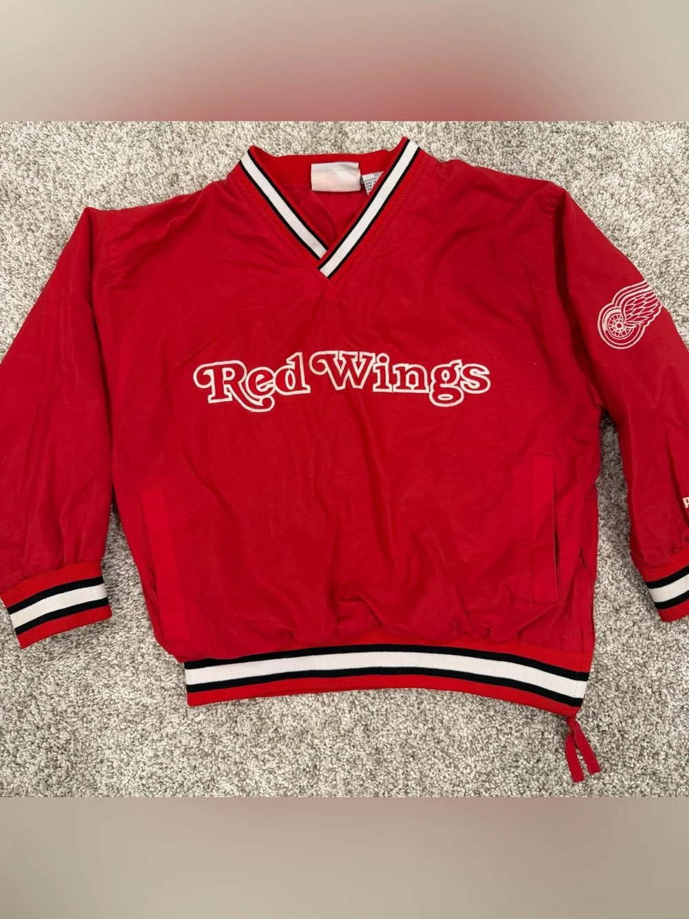 VINTAGE NHL DETROIT RED WINGS Embroidered Youth Windbreaker Jacket